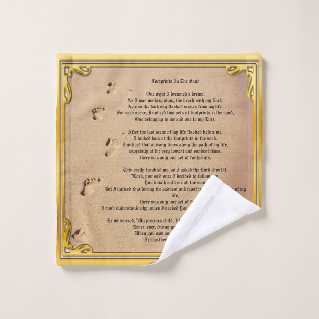 Towel Footprints In The Sand Sober Champions (Wash Cloth)