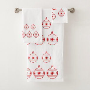 Towel Set - Red Christmas Orbs
