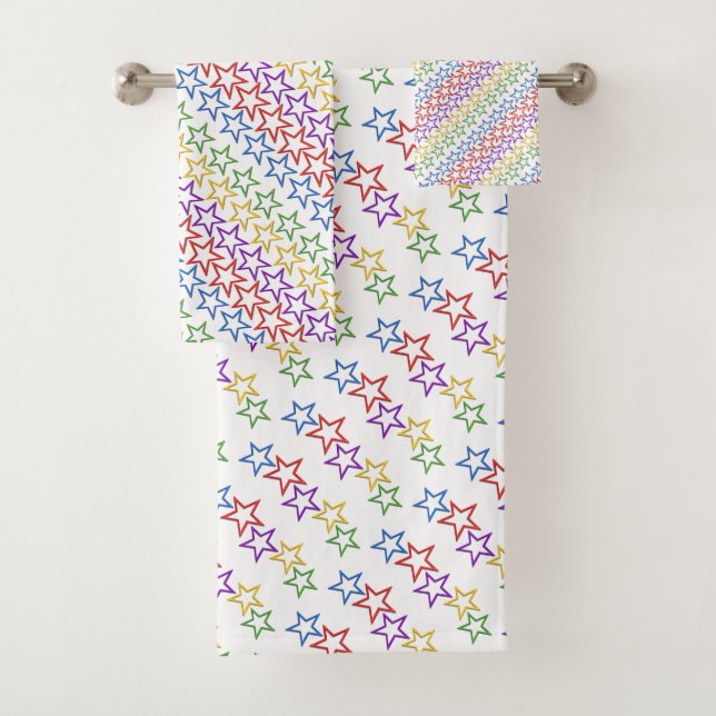 Towel Set - Rows of Coloured Stars (Insitu)