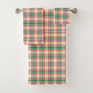 Towel set with vibrant plaid pattern
