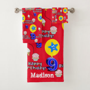 Towel Sets, #9 Happy 9th Birthday