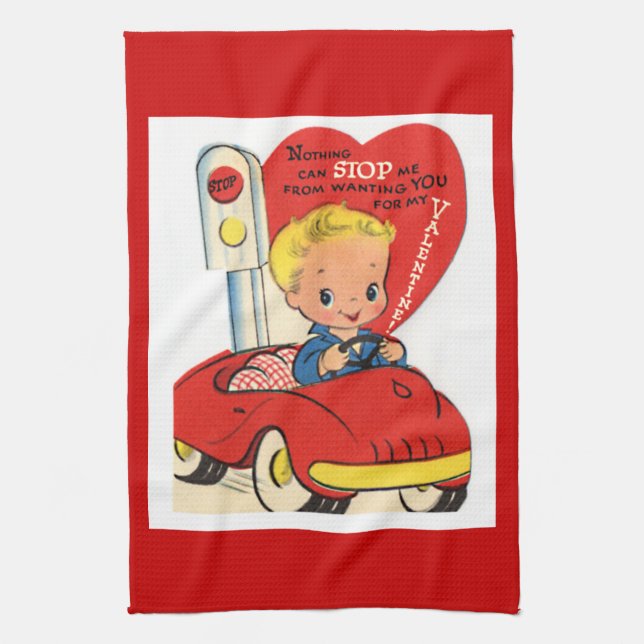Towel - Vintage Valentine Kitchen Towel 7 (Vertical)