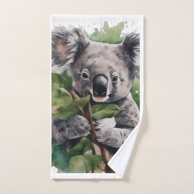 towel with a koala on a tree (Hand Towel)