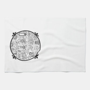 Towel with Line Drawings and Logo Inside