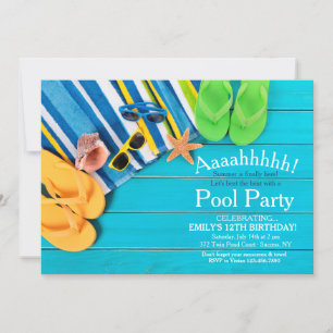 Towels and Flip Flops Invitation