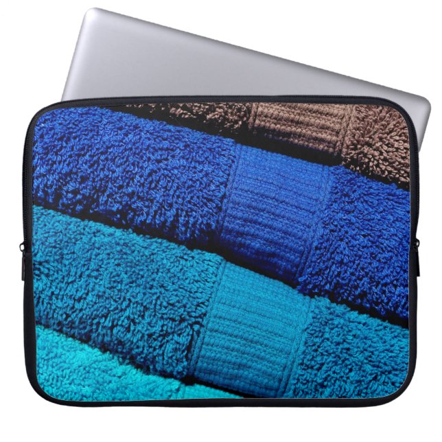 Towels blue turquoise grey laptop sleeve (Front)
