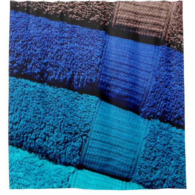 Towels blue turquoise grey shower curtain (Front)
