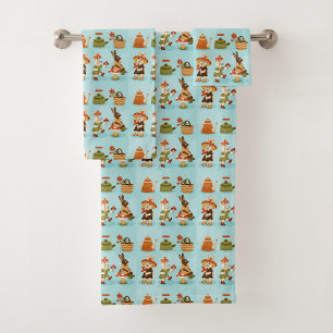 Towels with a cute gardening print