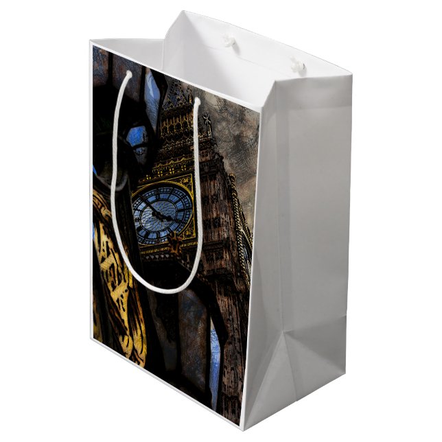 Tower Big Ben London Medium Gift Bag (Back Angled)
