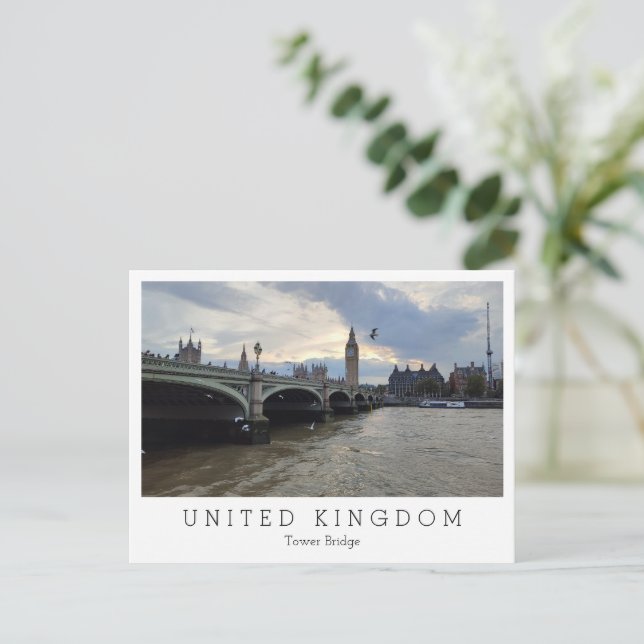 Tower Bridge and Big Ben, evening, London, England Postcard (Standing Front)