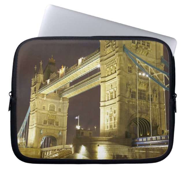Tower Bridge and River Thames at dusk, London, Laptop Sleeve (Front)