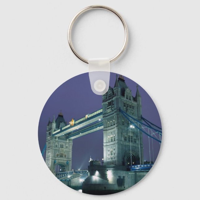 Tower Bridge at night, London, England Key Ring (Front)