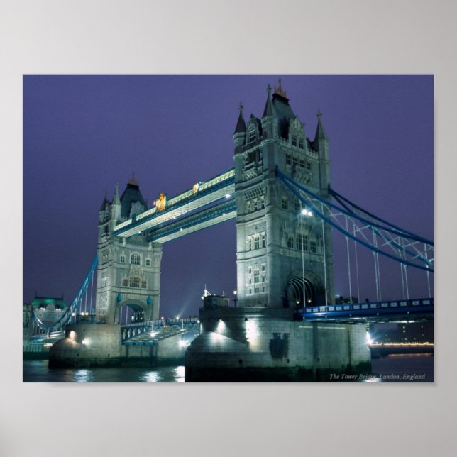Tower Bridge at night, London, England Poster (Front)