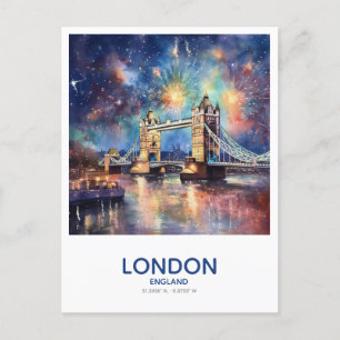 Tower Bridge Fireworks  - Save the Date in England Postcard