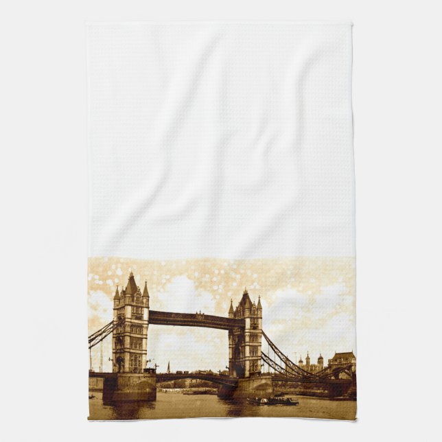 Tower Bridge London 1900 Tea Towel (Vertical)