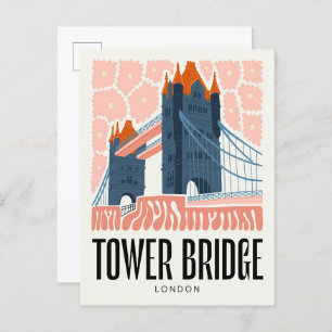 Tower Bridge London abstract travel floral art Postcard