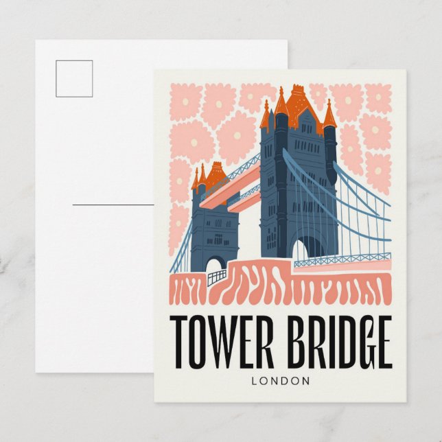 Tower Bridge London abstract travel floral art Postcard (Front/Back)