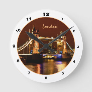 Tower Bridge & London at Night England /British Round Clock