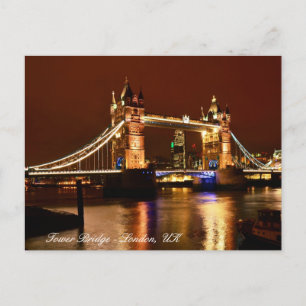 Tower Bridge, London at Night, England / love UK Postcard