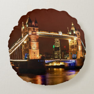 Tower Bridge, London at Night, England (UK) Round Cushion