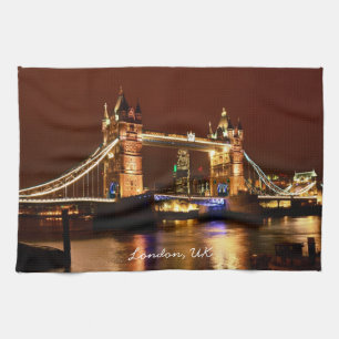 Tower Bridge, London at Night, England (UK) Tea Towel