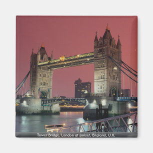 Tower Bridge, London at sunset, England, U.K. Magnet