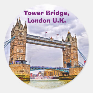 Tower Bridge London, England Art design Classic Round Sticker