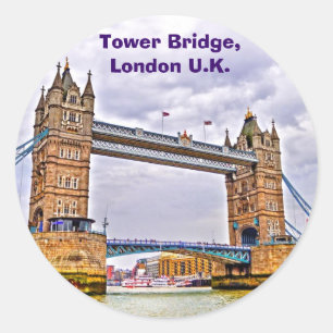 Tower Bridge London, England Art design Classic Round Sticker