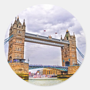 Tower Bridge London, England Art design Classic Round Sticker