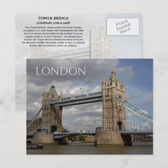 Tower Bridge, London, England Postcard (Front/Back)