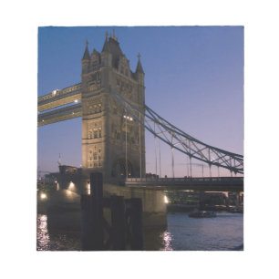 Tower Bridge London England Water Night City Notepad