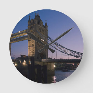 Tower Bridge London England Water Night City Round Clock