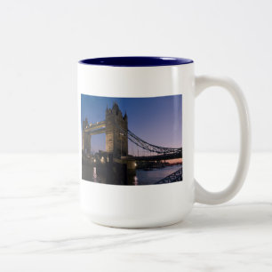 Tower Bridge London England Water Night City Two-Tone Coffee Mug