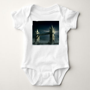 Tower Bridge London in Night Fog Baby Bodysuit