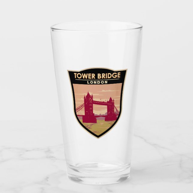 Tower Bridge London Travel Art Vintage Glass (Front)