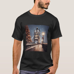 Tower Bridge London Victorian Christmas Night Scen T-Shirt