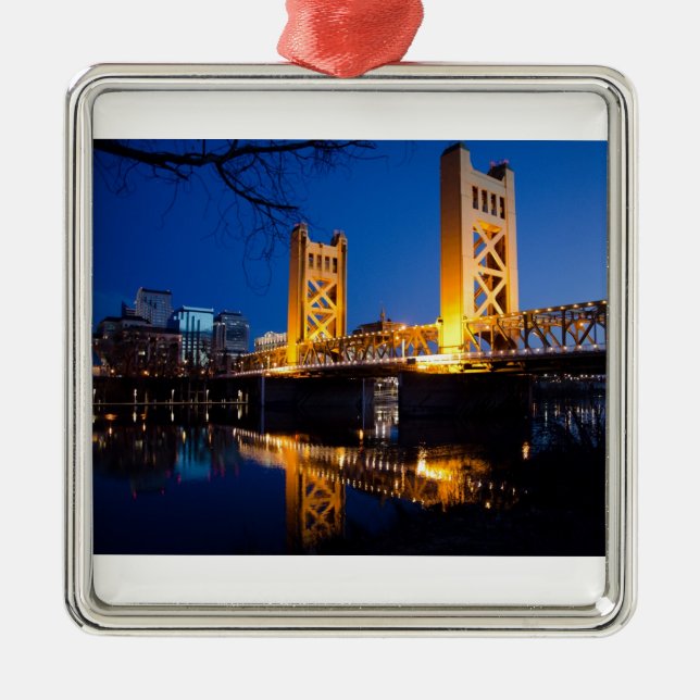 Tower Bridge - Sacramento, CA Metal Tree Decoration (Front)