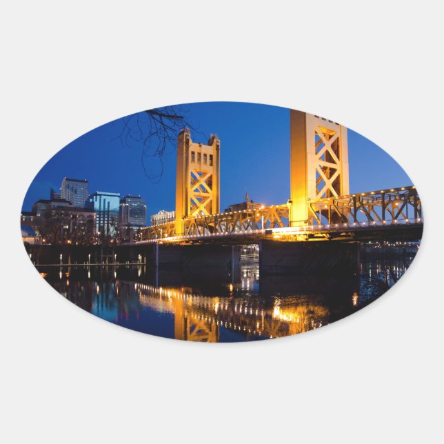 Tower Bridge - Sacramento, CA Oval Sticker (Front)