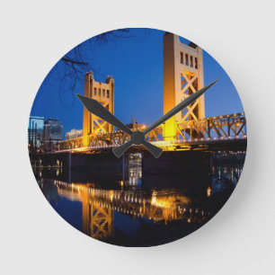 Tower Bridge - Sacramento, CA Round Clock