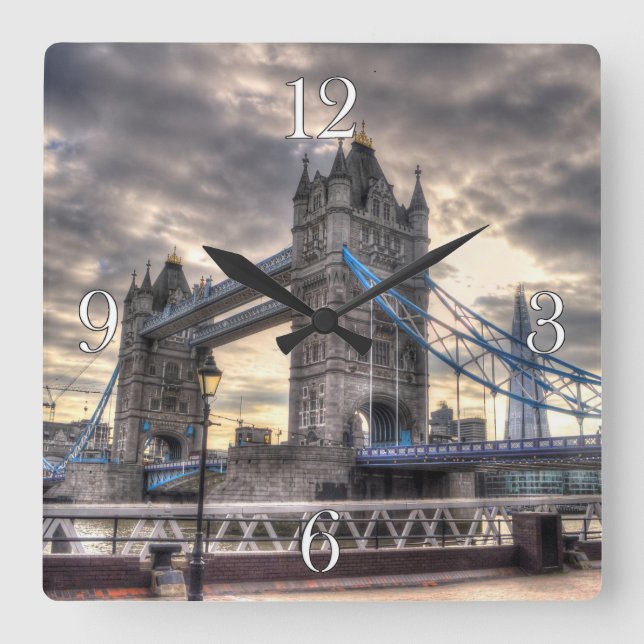 Tower Bridge & The Shard, London, England Square Wall Clock (Front)