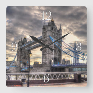 Tower Bridge & The Shard, London, England Square Wall Clock