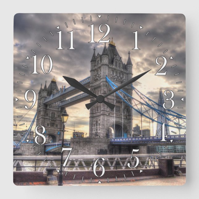 Tower Bridge & The Shard, London, England Square Wall Clock (Front)