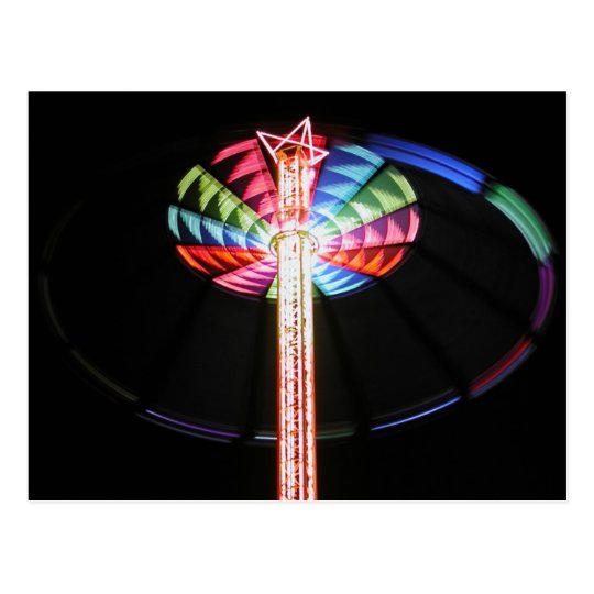 Tower-chairoplane by night postcard