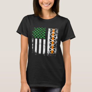 Tower Climber American Flag Usa Climbing St Patric T-Shirt