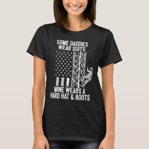 Tower Climber Daughter Son American Flag Fathers D T-Shirt
