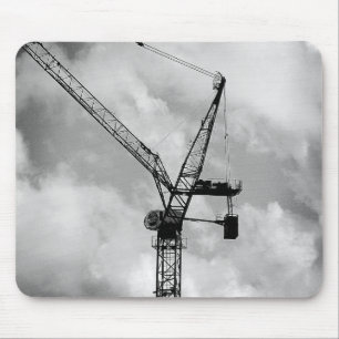 Tower Crane - Black and White Mouse Mat