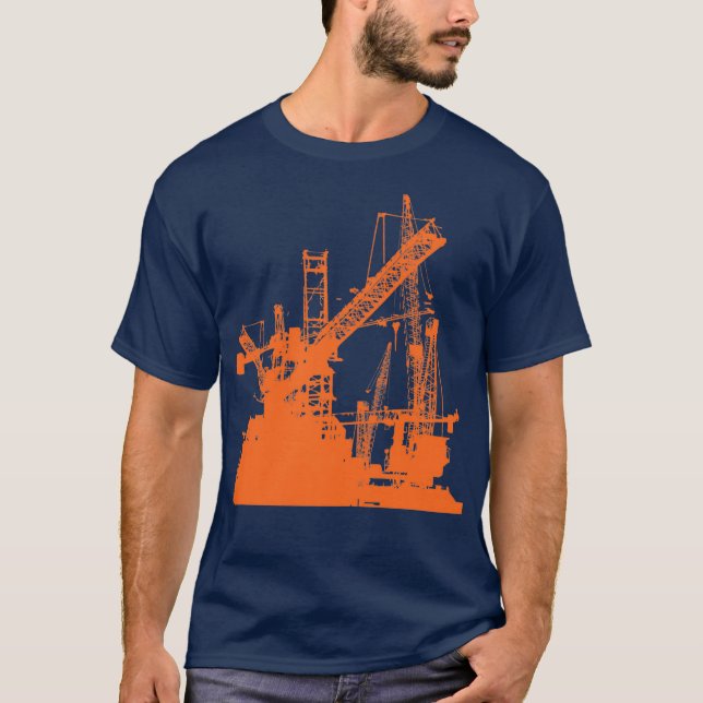 Tower Crane Operator Construction Worker Skyline T-Shirt (Front)