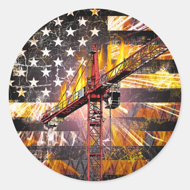 Tower Crane Operator Flag Classic Round Sticker (Front)