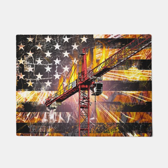 Tower Crane Operator Flag Doormat (Front)