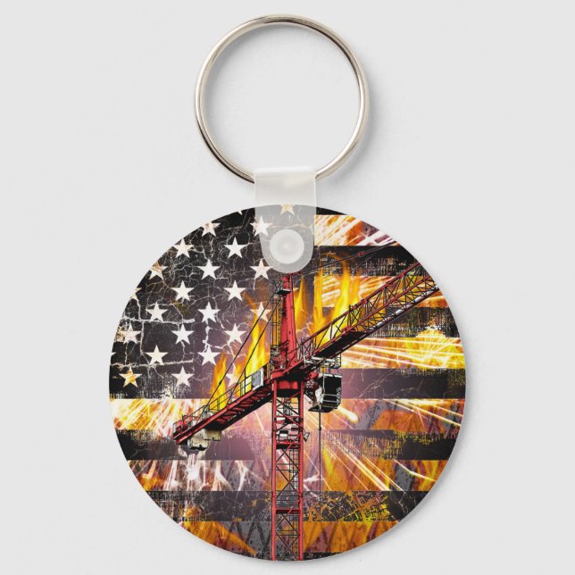 Tower Crane Operator Flag Key Ring (Front)